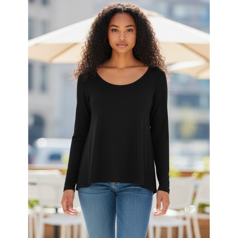 Philosophy Republic‎ Clothing Black Long Sleeve Zipper Detail Top Women's Medium